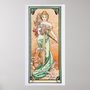 Art nouveau Söt Vår av Alphonse Mucha Poster