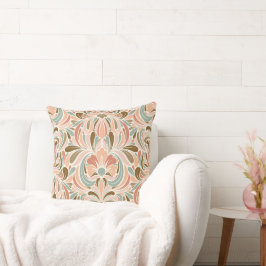 Art nouveau Spirit Peach, Aqua, Taupe Kudde