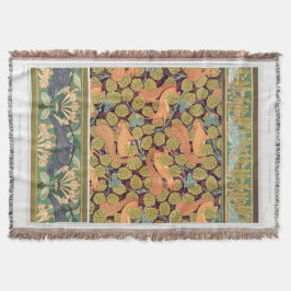 Art nouveau squirrel bird blommigt art verneuil filt