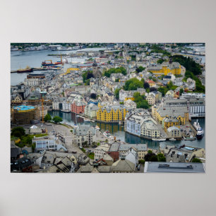 Art nouveau stad Alesund, Norge poster