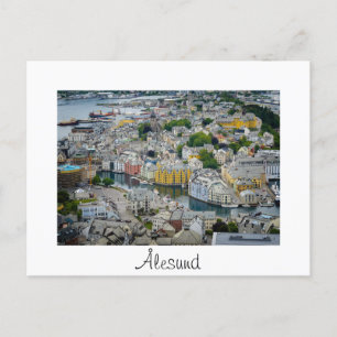 Art nouveau stad Alesund, vitt vykort
