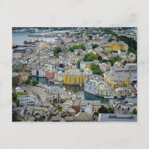 art nouveau stad Alesund, vykort för Norge