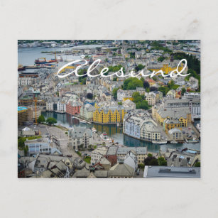 art nouveau stad Alesund, vykort för Norge