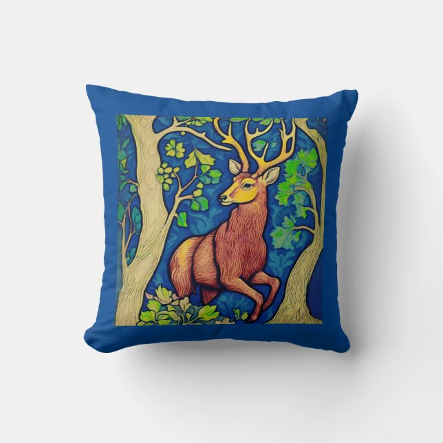 Art nouveau Stag i Fantasy Forest Kudde (Framsida)