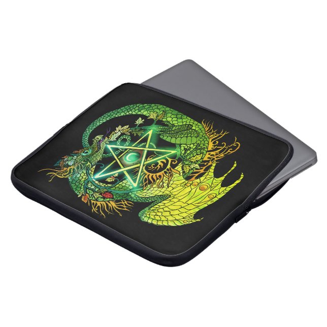 Art nouveau Star/Pentacle Dragon Laptop Fodral (Framsida topp)