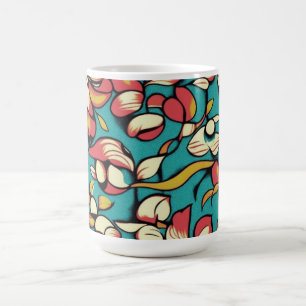 Art nouveau stil Blommigt i malen Rosa och blått Kaffemugg