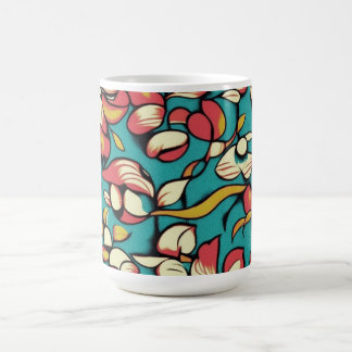 Art nouveau stil Blommigt i malen Rosa och blått Kaffemugg
