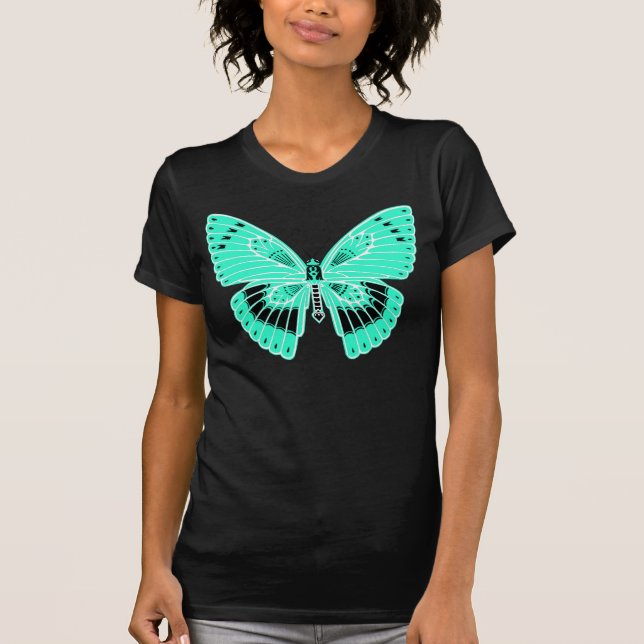 Art nouveau Stil Butterfly Aqua Tee (Framsida)