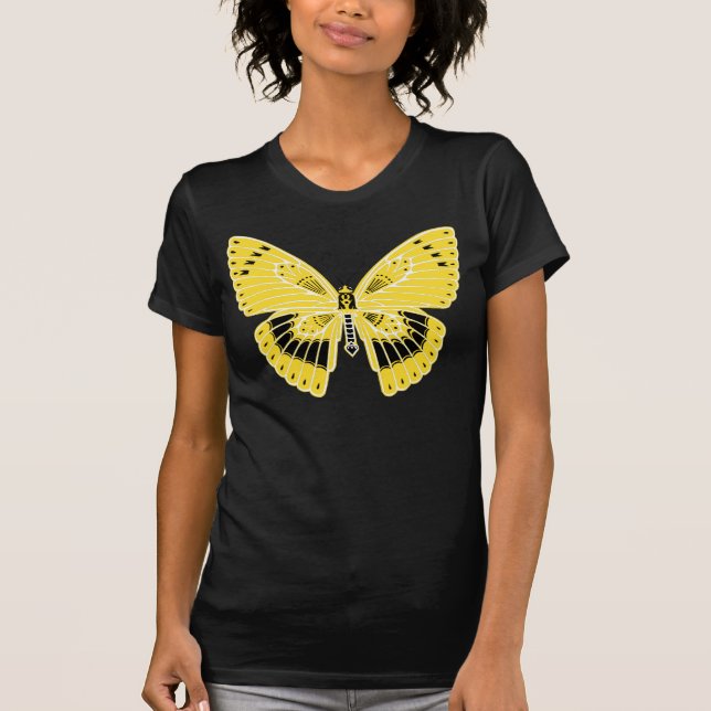 Art nouveau Stil Butterfly Gult Tee Shirt (Framsida)