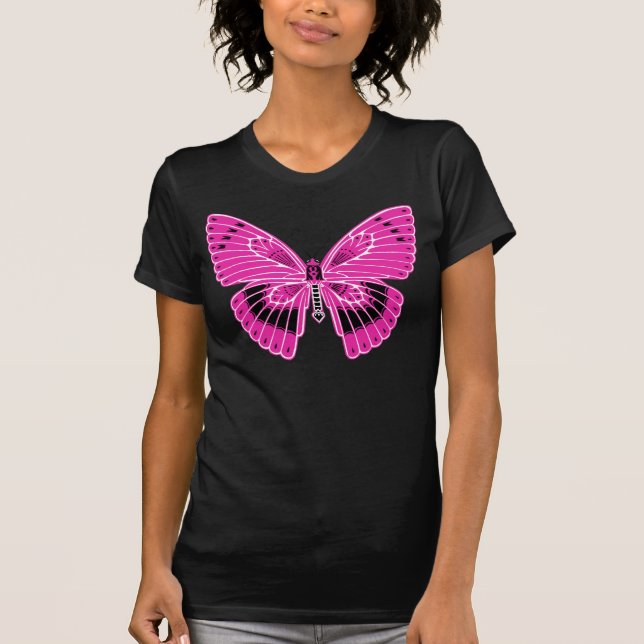 Art nouveau Stil Butterfly Hett Fuchsia Rosa T-shirt (Framsida)