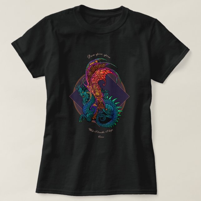 Art nouveau Stil Dragon Färgad T Shirt (Design framsida)