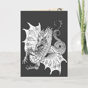 Art nouveau stil dragon~hälsningskort kort