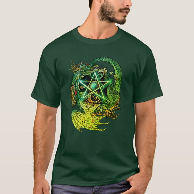 Art nouveau stil dragon Pentacle ~shirt T Shirt (Framsida)