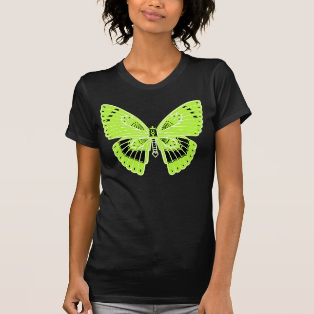 Art Nouveau-stil Fjäril Limegrön Tee Shirt (Framsida)