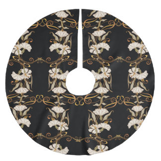 Art nouveau Stil: Guld-Black Vintage. Julgransmatta Borstad Polyester
