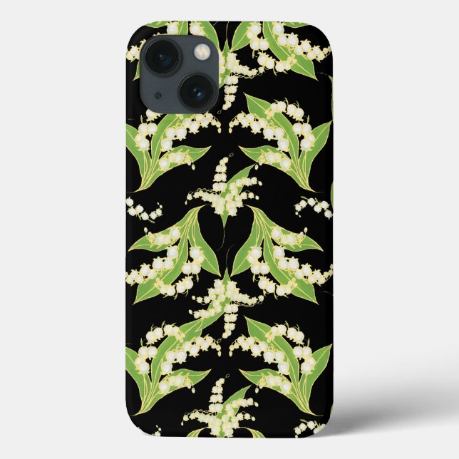 Art nouveau Stil iPad Case, Lilies on Black (Baksida)