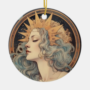 Art nouveau Stil Måne Stars Princess Julgransprydnad Keramik