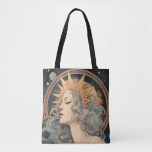 Art nouveau Stil Måne Stars Princess Tygkasse