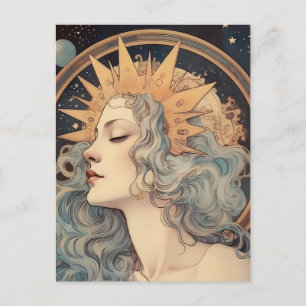 Art nouveau Stil Måne Stars Princess Vykort