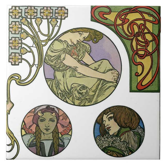 Art nouveau Stil, Mucha Kakelplatta (Framsidan)