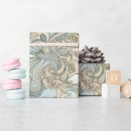 Art nouveau Stil-sjöstationer som repeterar Mönste Presentpapper