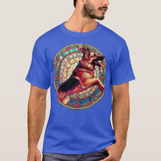 Art nouveau Stil tyska Shepherd Alsation Hund T Shirt
