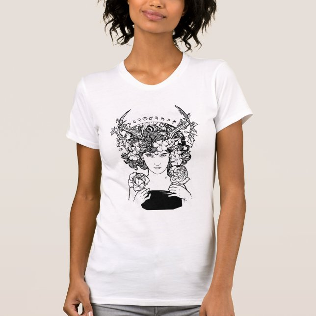 Art nouveau Stil Witch T Shirt (Framsida)