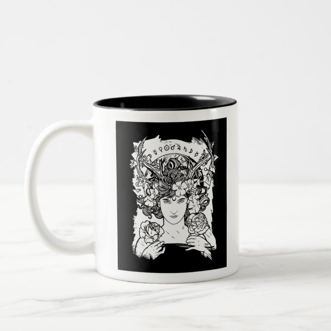 Art nouveau Stil Witch Två-Tonad Mugg (Vänster)