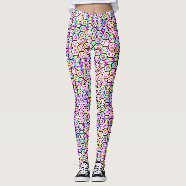 Art nouveau Stilar Geometrical Mönster Leggings (Framsida)
