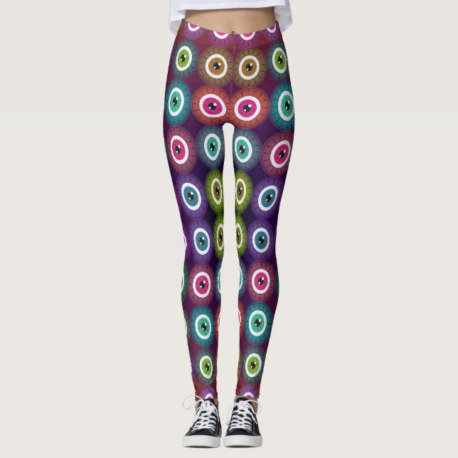 Art nouveau Stilar Mystical Öga Mönster Leggings (Framsida)