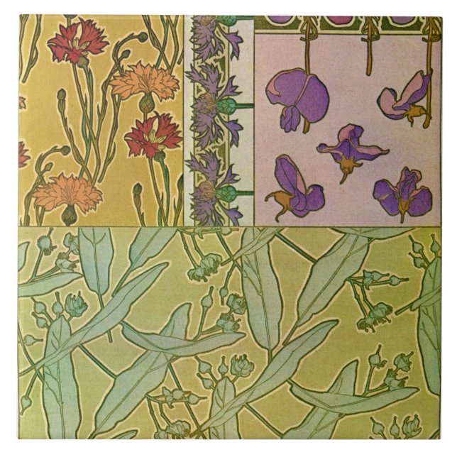 Art Nouveau-stilens blommor, Mucha Kakelplatta (Framsidan)