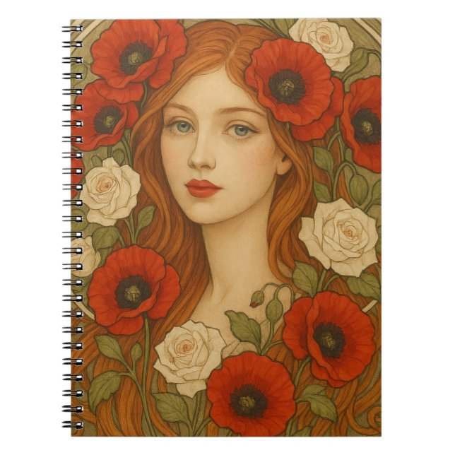 Art nouveau style spiral photo notebook  anteckningsbok (Framsidan)