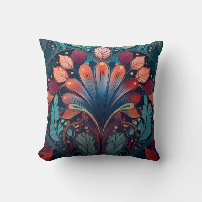 Art nouveau style Throw Pillow Kudde (Framsida)