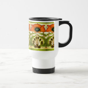 ART NOUVEAU STYLISERAD GRÖNT RED POPPY RESEMUGG