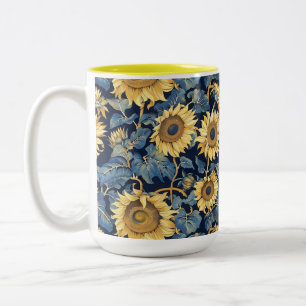 Art nouveau Sunblommor Gult Två-Tonad Mugg