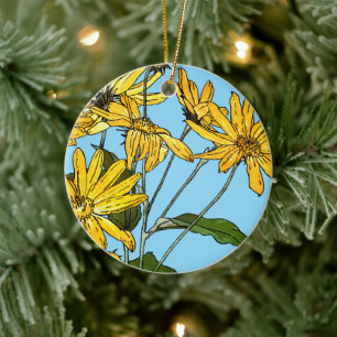 Art nouveau Sunblommor Julgransprydnad Keramik