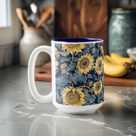 Art nouveau Sunblommor Två-Tonad Mugg