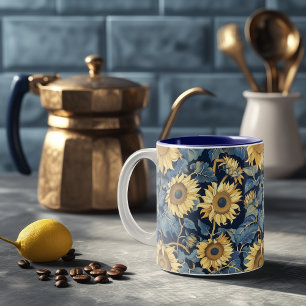 Art nouveau Sunblommor Två-Tonad Mugg