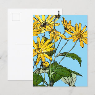 Art nouveau Sunblommor Vykort