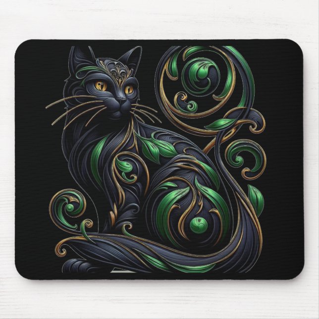 art nouveau Svart Katt Musmattor (Framsidan)