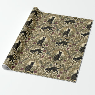 Art Nouveau Svarta Katter Presentpapper