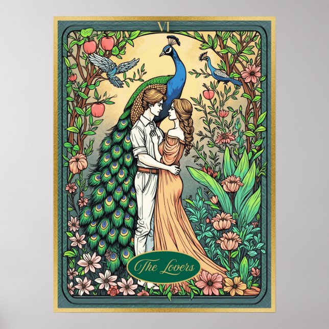 Art nouveau Tarot Card, Älskare Poster (Framsidan)