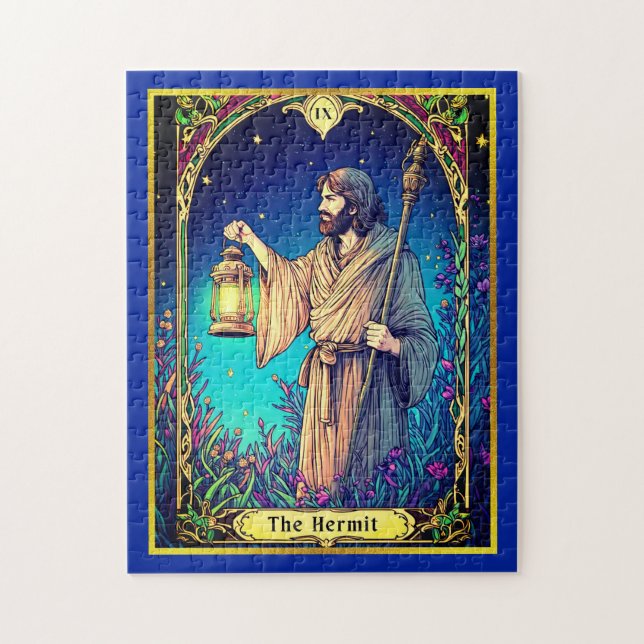 Art nouveau Tarot Card, Hermit Pussel (Vertikal)