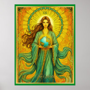 Art nouveau Tarot Card, världen Poster