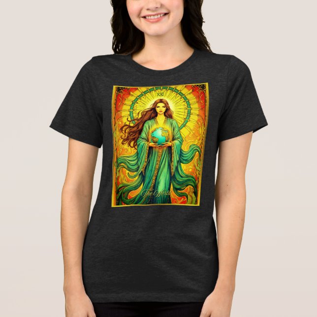 Art nouveau Tarot Card, världen T Shirt (Framsida)