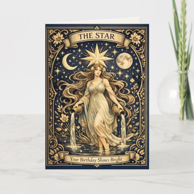 Art Nouveau Tarot Födelsedag Celestial Star Kort (Framsida)