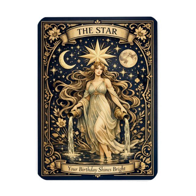 Art Nouveau Tarot Födelsedag Celestial Star Magnet (Vertikal)