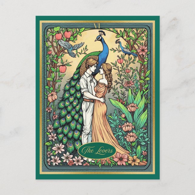 Art Nouveau Tarotkort, De älskande Vykort (Framsida)
