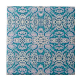 art nouveau Teal Blue Lila Mirrored Mönster Kakelplatta