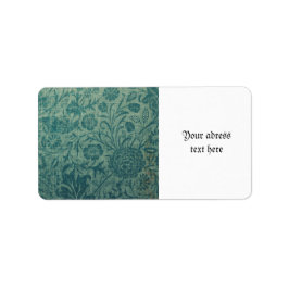art nouveau,teal,William Morris stil, blommigt,chi Adressetikett